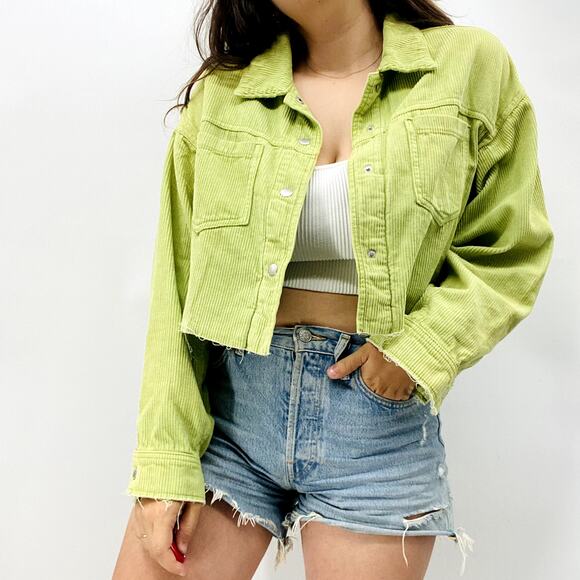 Urban Outfitters M Lime Green Denim corduroy Jacket - Picture 4 of 9
